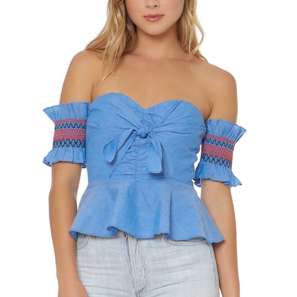 Red Carter Tops - RED CARTER Rilo Chambray Bustier Top